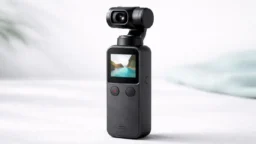 DJI Osmo Pocket 4 compact gimbal camera on light surface ahead of April 2026 UK launch