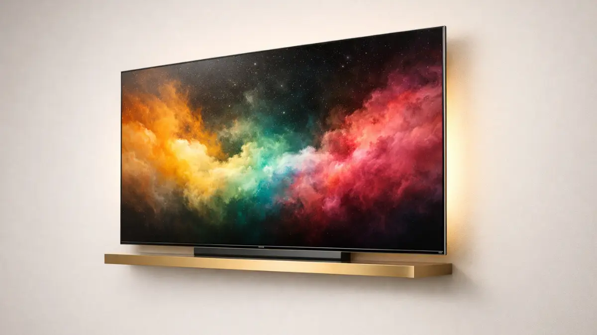LG G6 OLED TV on minimal stand against warm neutral wall 2026