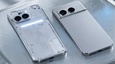 Nothing Phone 4a and 4a Pro side by side on light grey UK
